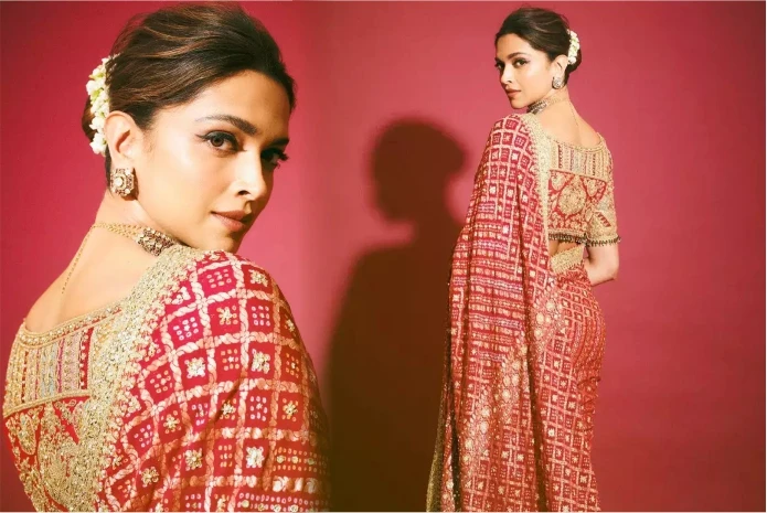 Deepika Padukone in Bandhani Saree