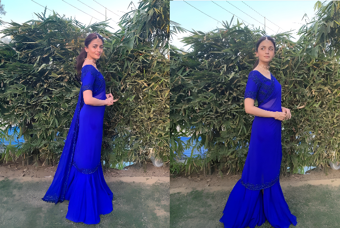 Alia Bhatt in blue saree