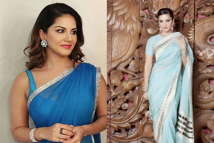Sunny Leone in blue saree