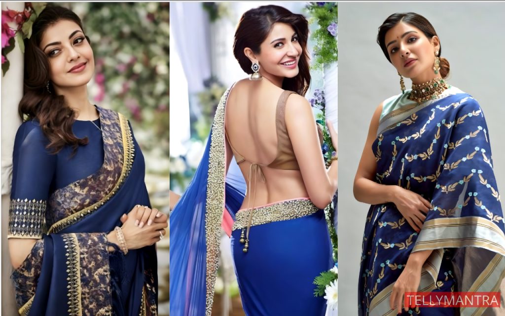 Actress in blue saree - kajal, Anushka, samantha