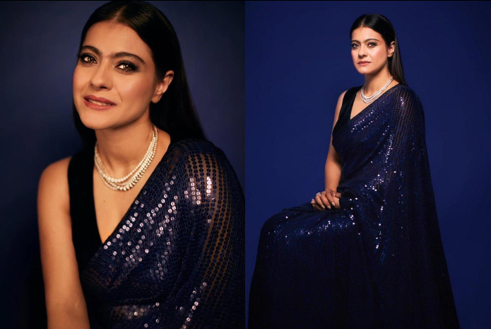kajol in blue saree
