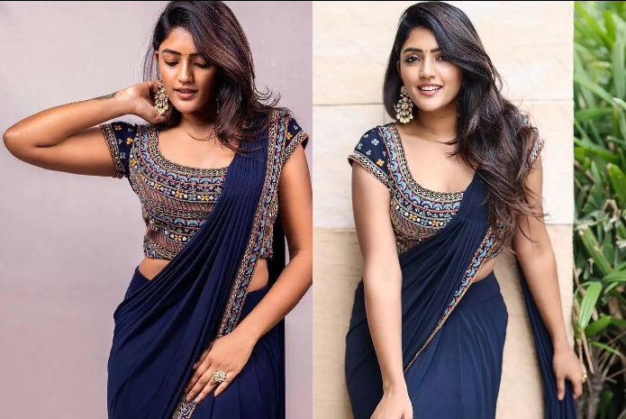 Eesha rebba in blue saree