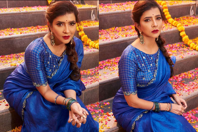 Lakshmi Manchu in blue saree