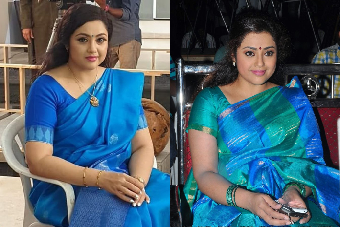 Meena in blue saree