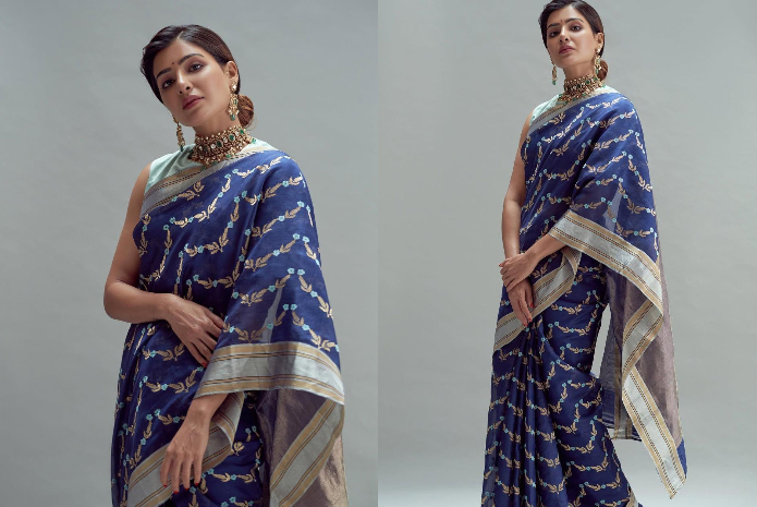 Samantha Ruth Prabhu in blue saree
