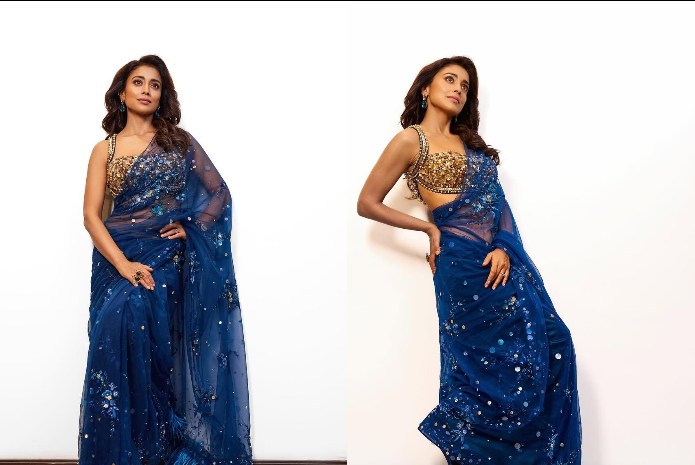 Shriya Saran in blue saree