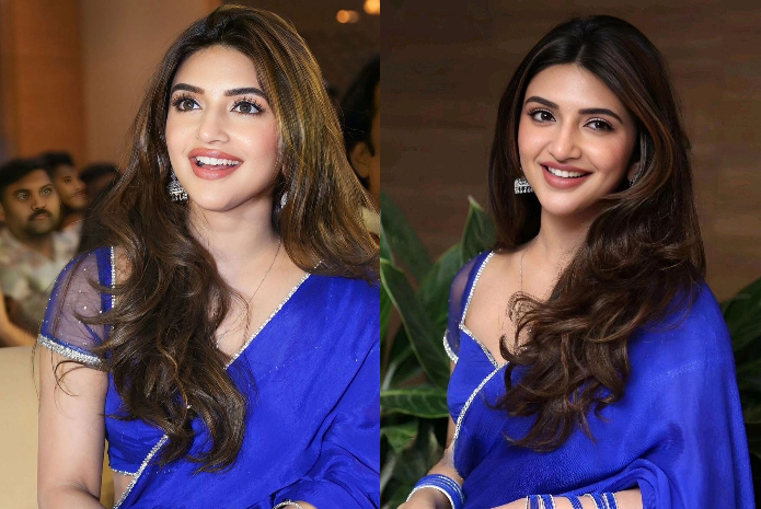 Sree Leela in blue saree