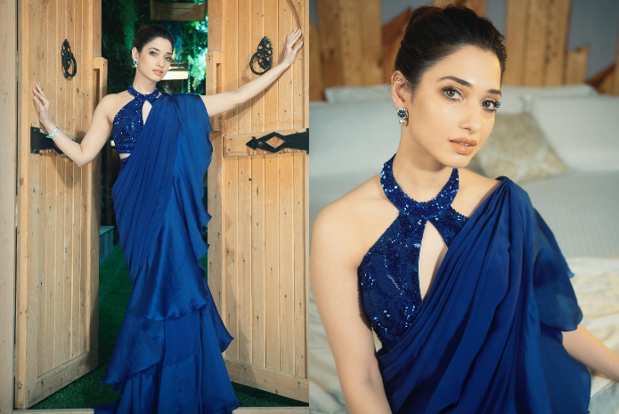 Tamannaah Bhatia in blue saree