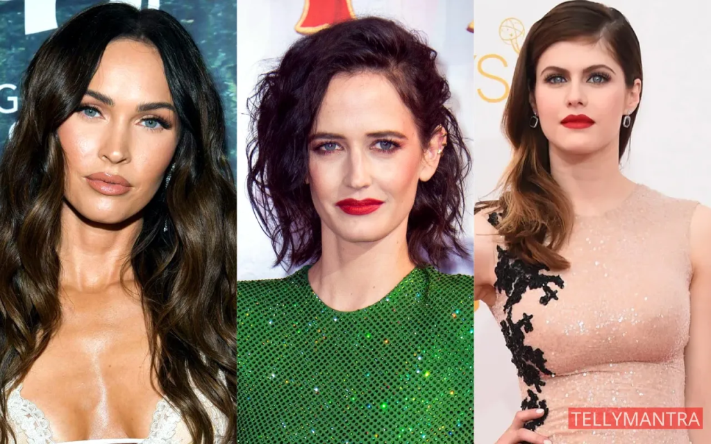 actresses with black hair and blue eyes